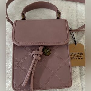 Frye & Co Cellie Crossbody Bag Lavender Faux Leather Phone Purse CC Slot NEW